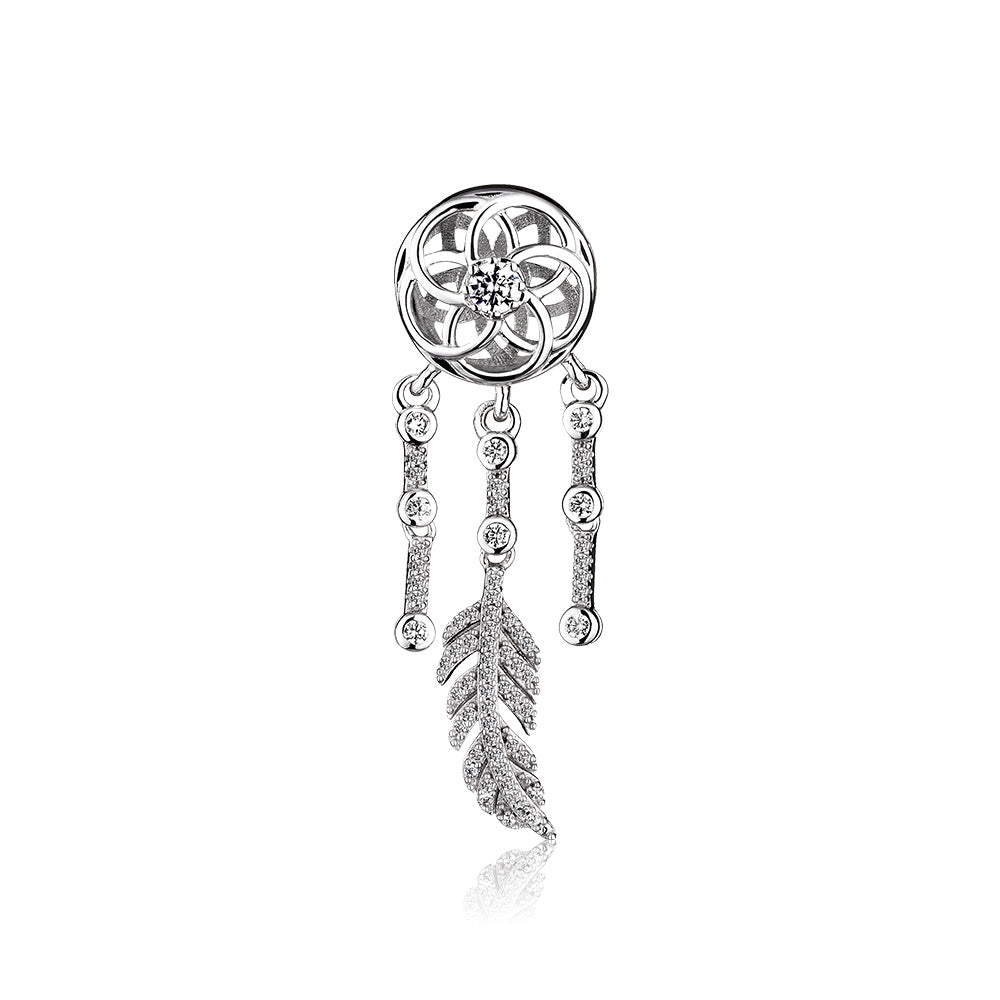 ATHENAIE Dream Catcher silver charm bead front view