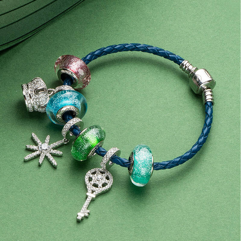 Murano Glass Charm – Rose Radiance Faceted Bead