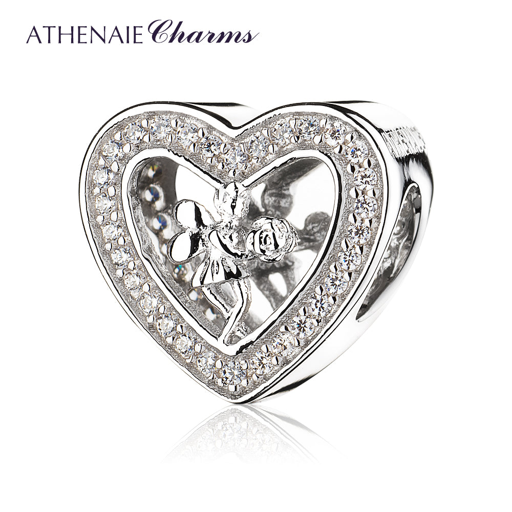 Angel Rose Heart Charms