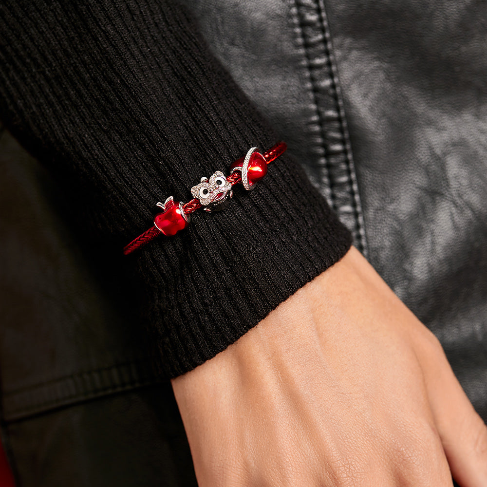 Lifestyle photo of model with Chinese lion charm bracelet – elegant styling