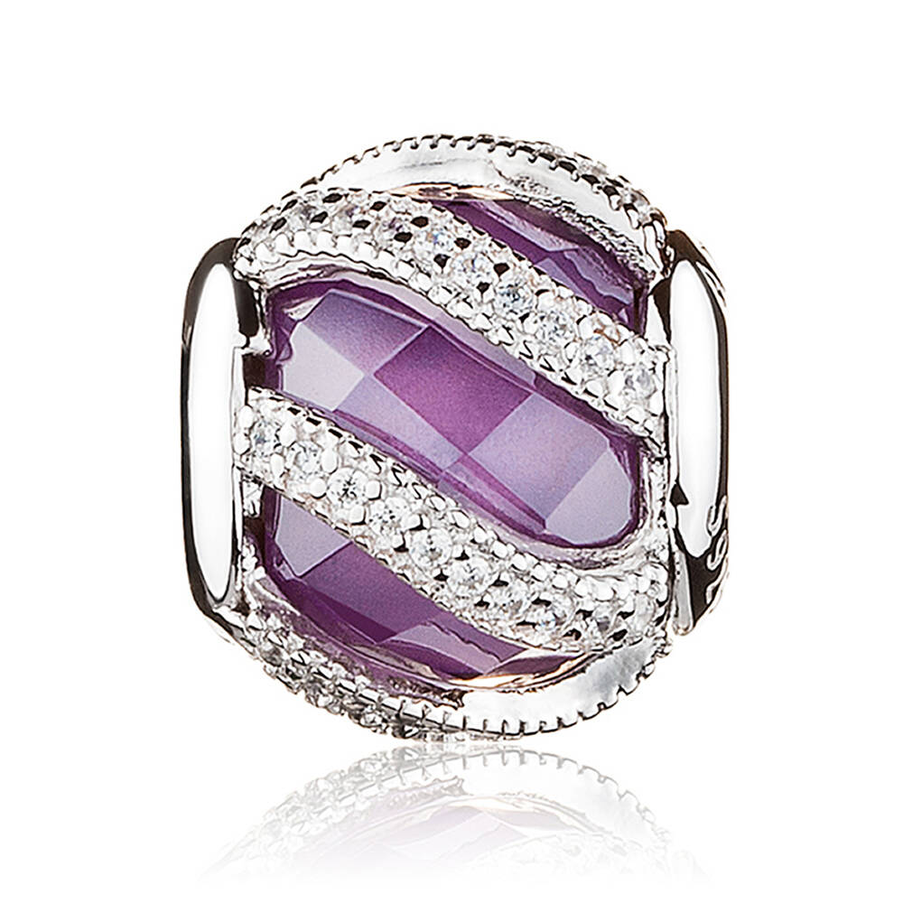 Nature's Radiance Cancer charm bead in 925 sterling silver, front view on white background