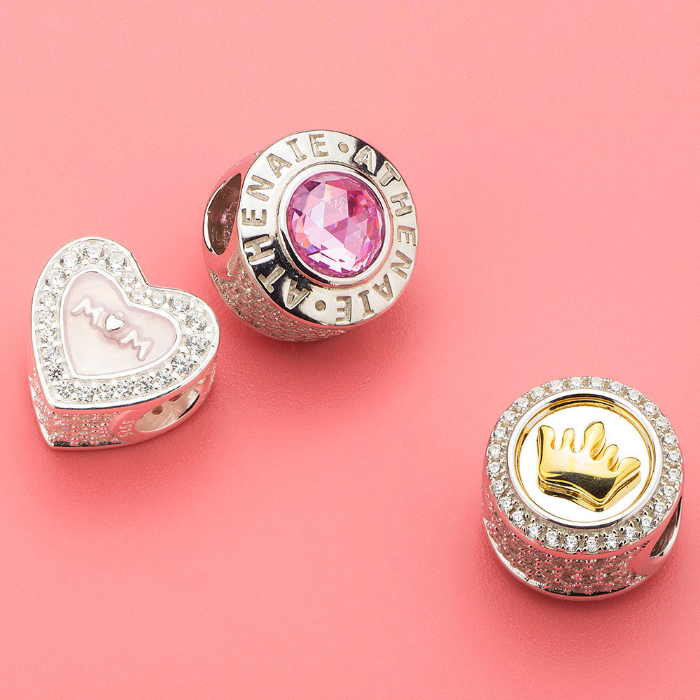 Crown charm bead close-up lifestyle shot – ATHENAIE