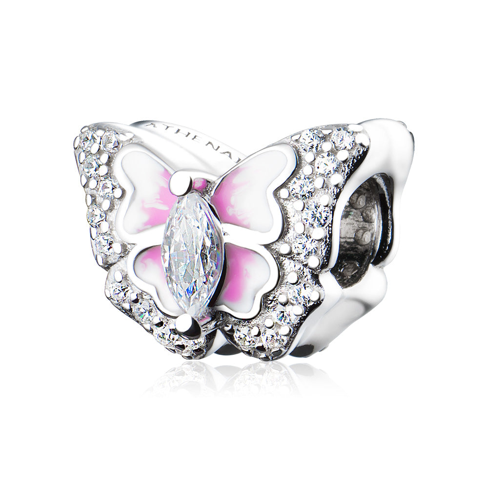 Pink Enamel Butterfly Charm