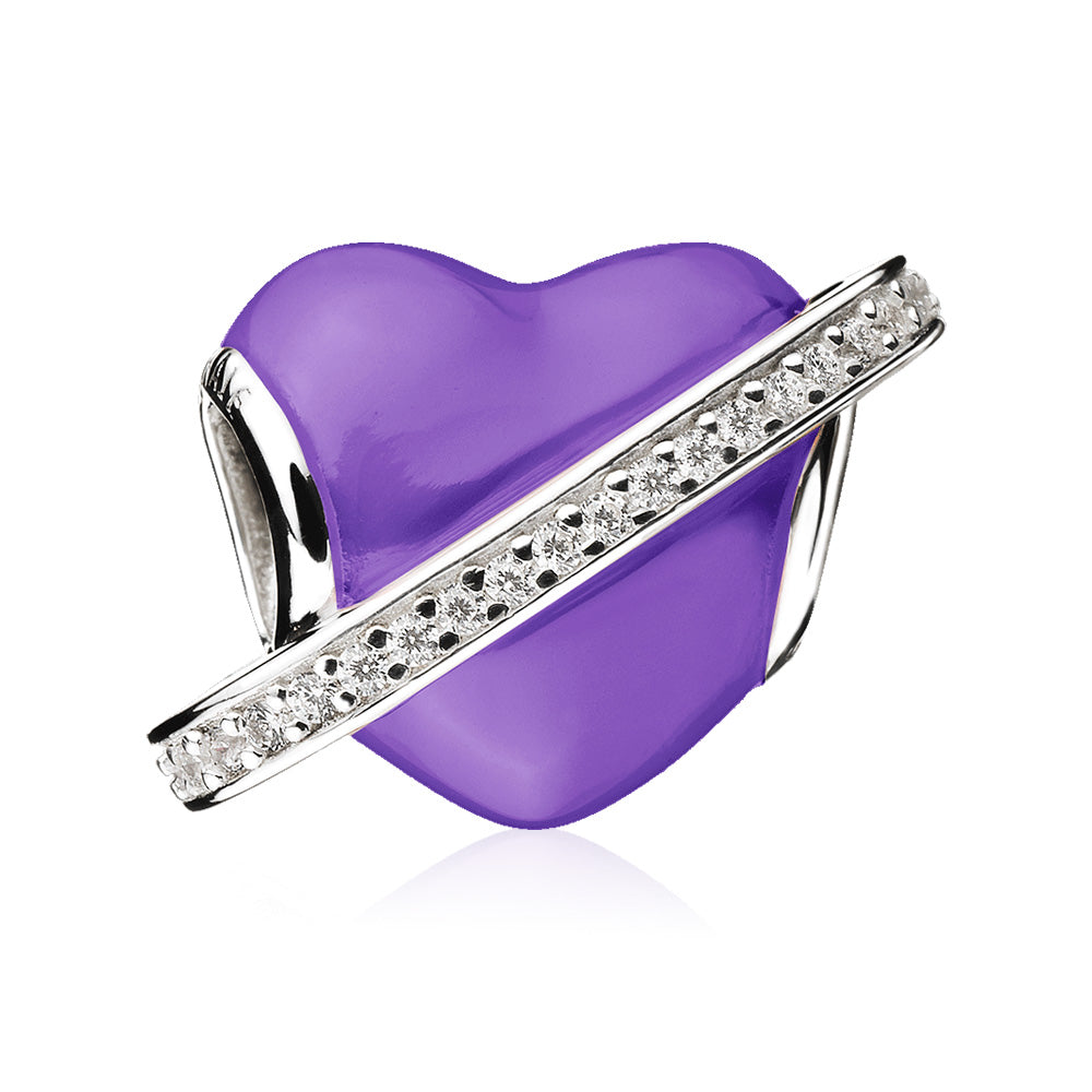 Purple Enamel Heart Charm