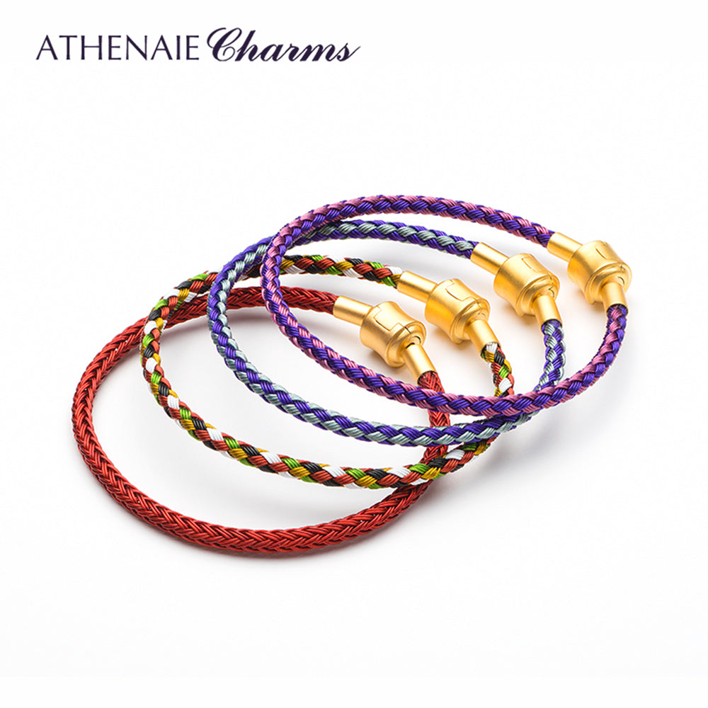 Wire Charm Bracelet with Gold Color Clasp