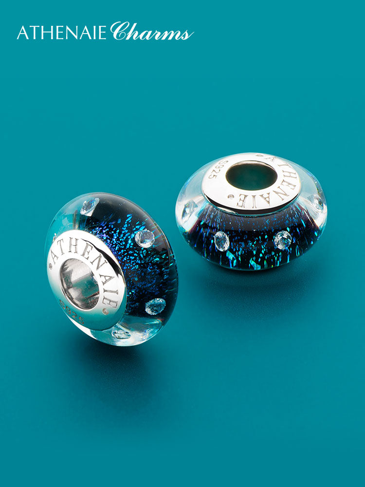 Blue Starlight Murano Glass Charm