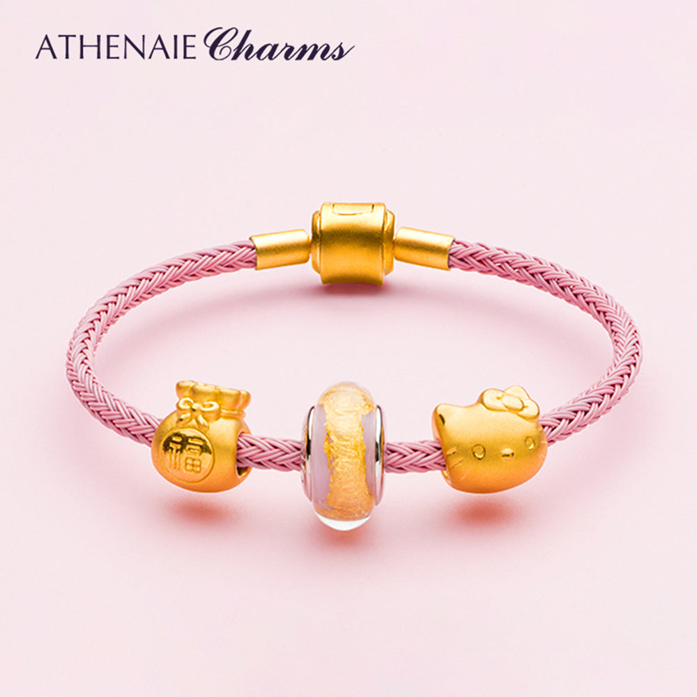 Wire Charm Bracelet with Gold Color Clasp