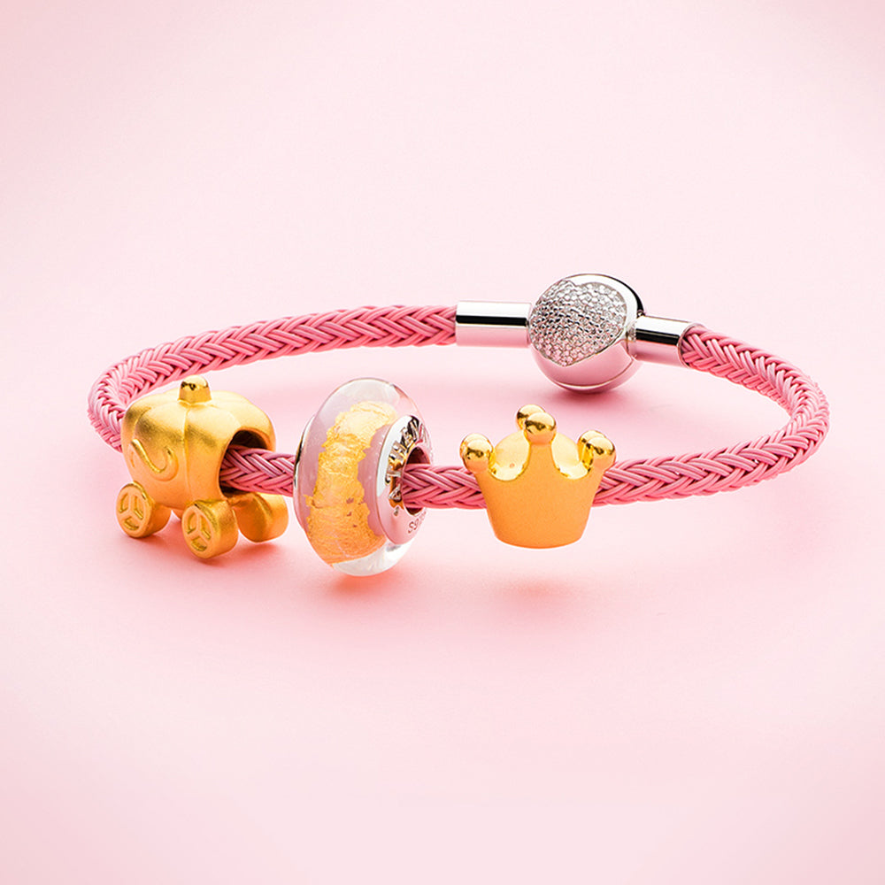Wire Charm Bracelet with 925 Sterling Silver CZ Love Heart Clasp