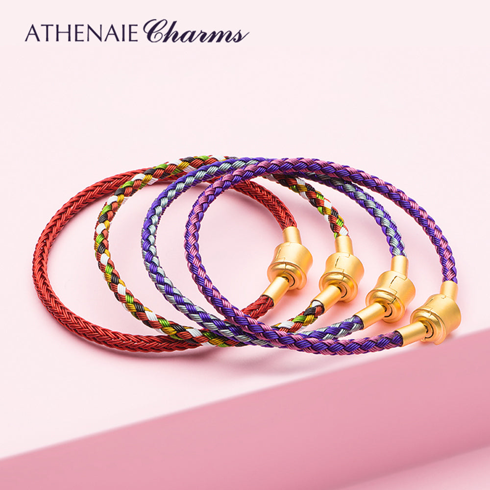 Wire Charm Bracelet with Gold Color Clasp