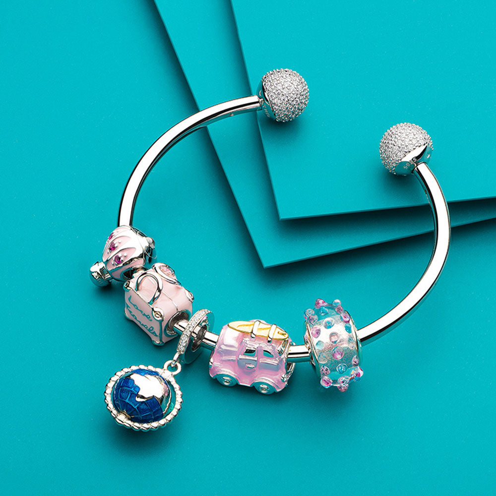Pink Enamel Hot Air Balloon Charm