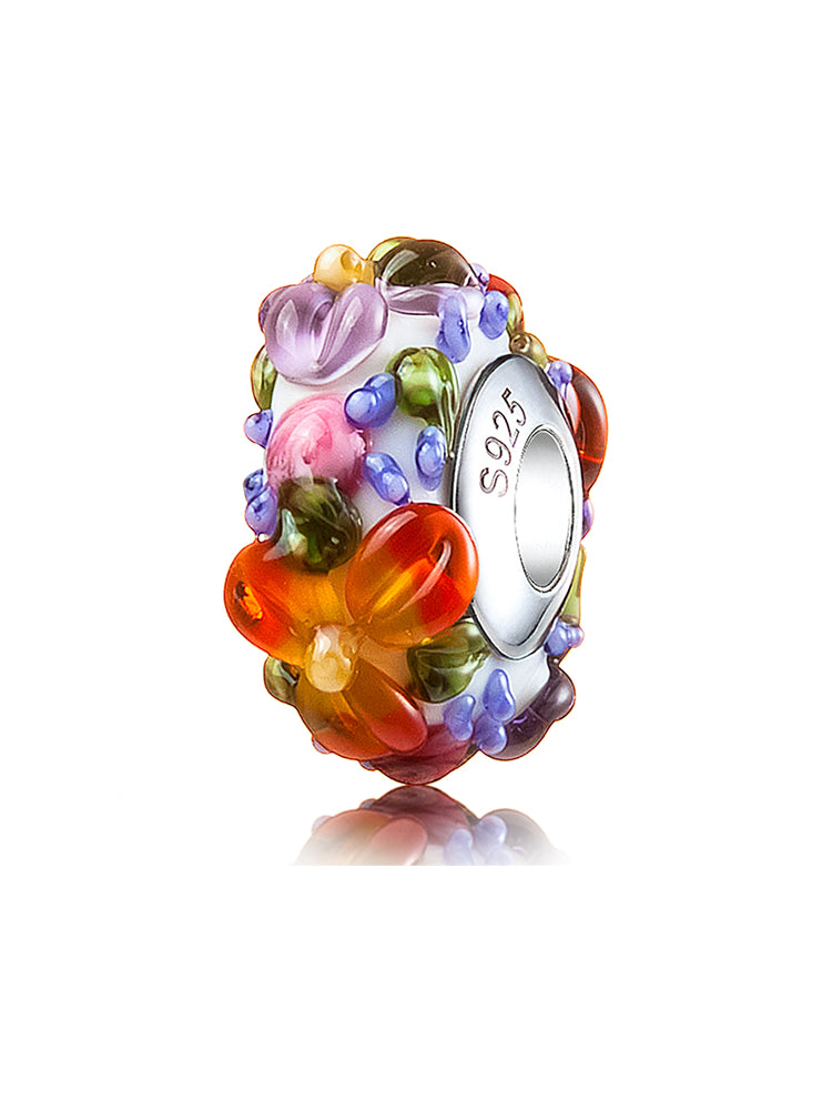 Bohemian Floral Murano Glass Bead