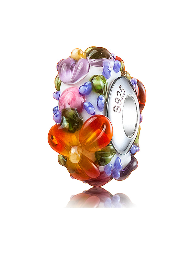 Bohemian Floral Murano Glass Bead