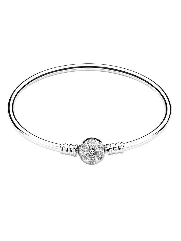Pave Clear CZ Daisies Flower Love Clasp Basic Charms Bangles