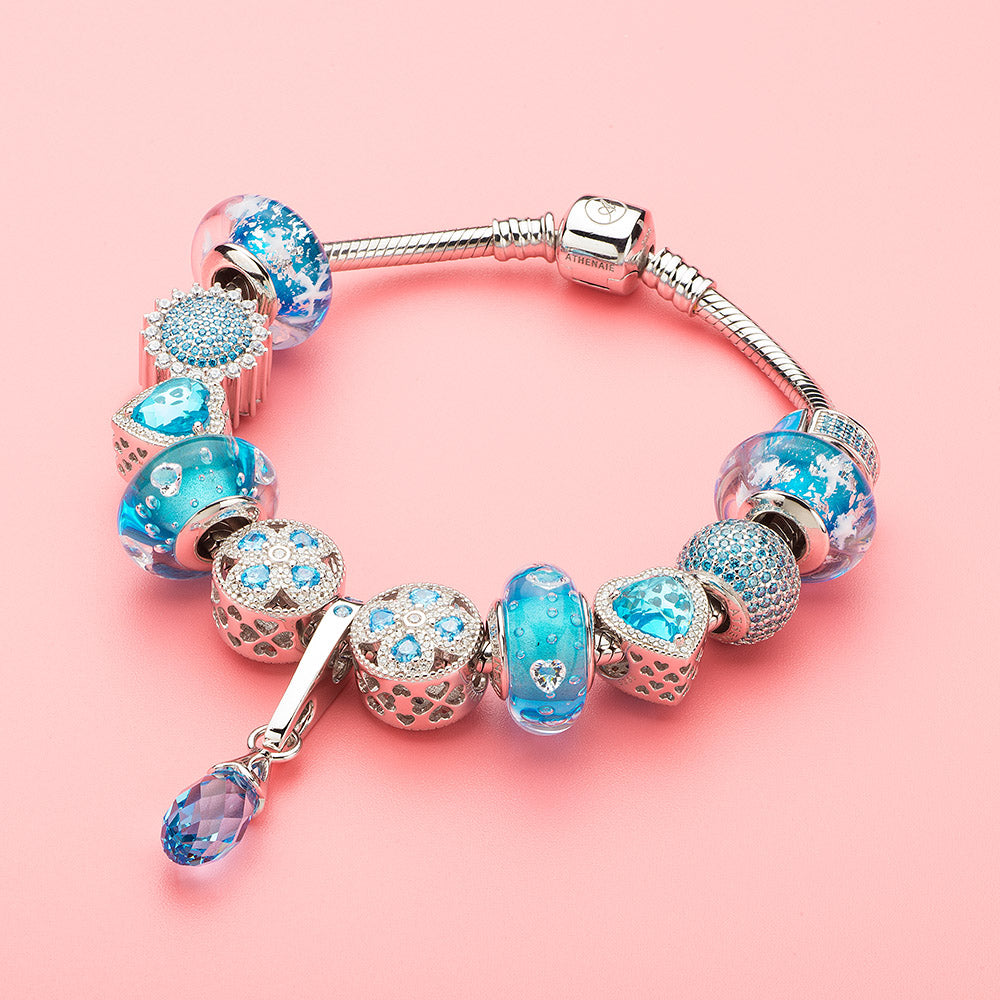 Pave CZ Enamel Clip Spacer (Blue）