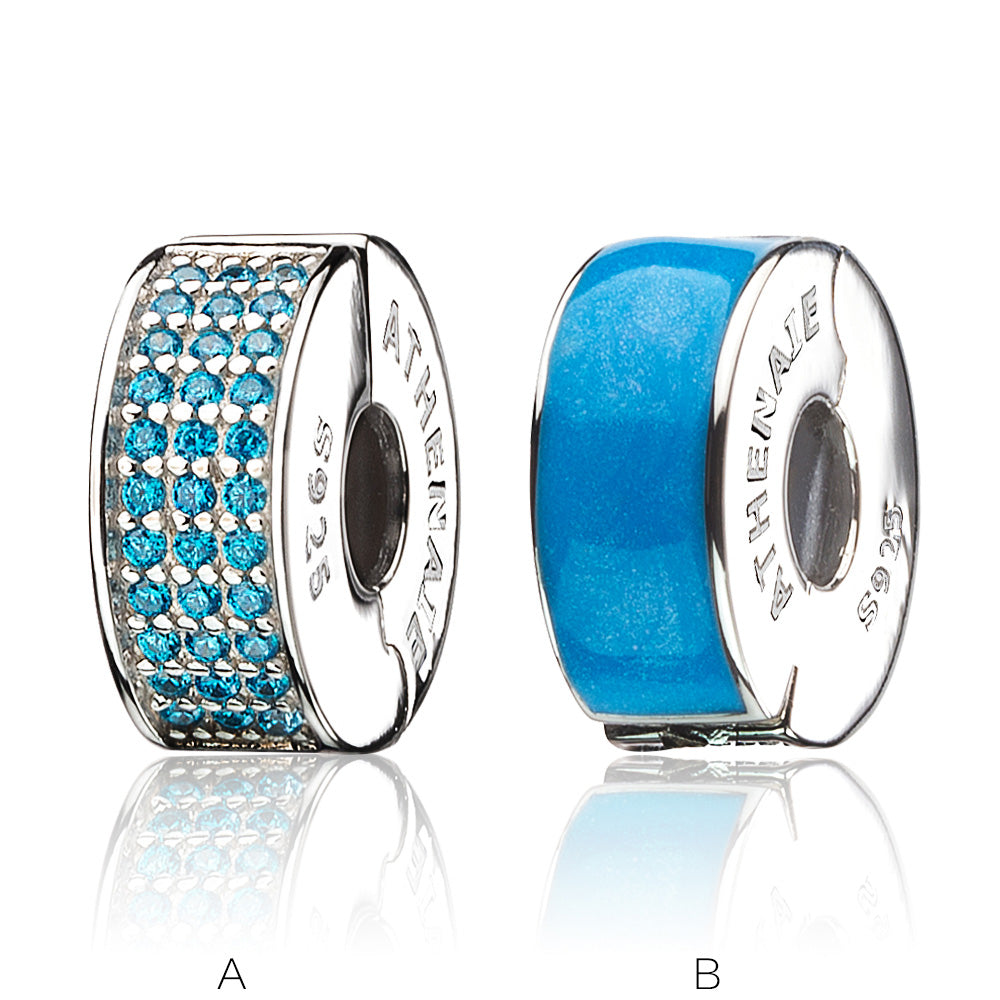 Pave CZ Enamel Clip Spacer (Blue）