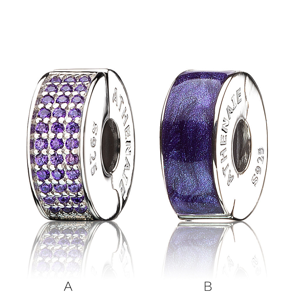 Pave CZ Enamel Clip Spacer (Puple）