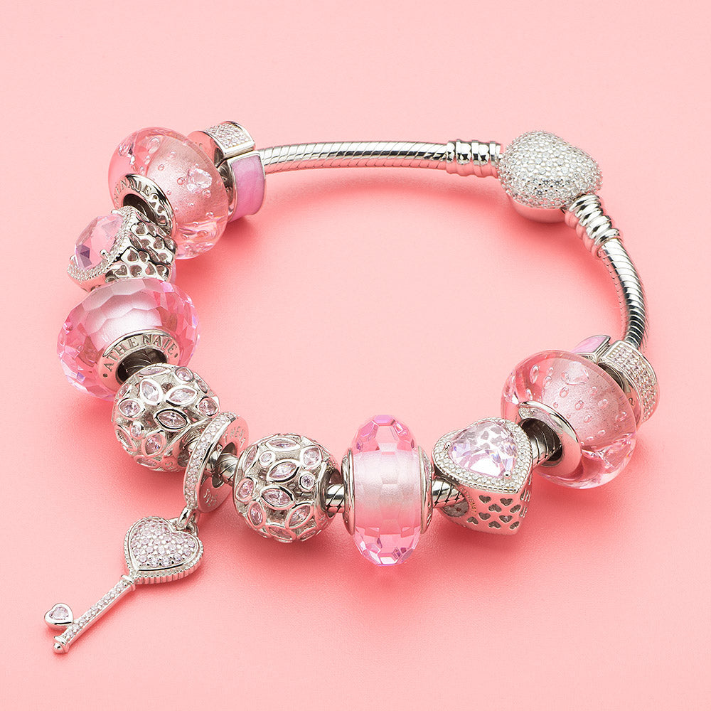 Pave CZ Enamel Clip Spacer (Pink）