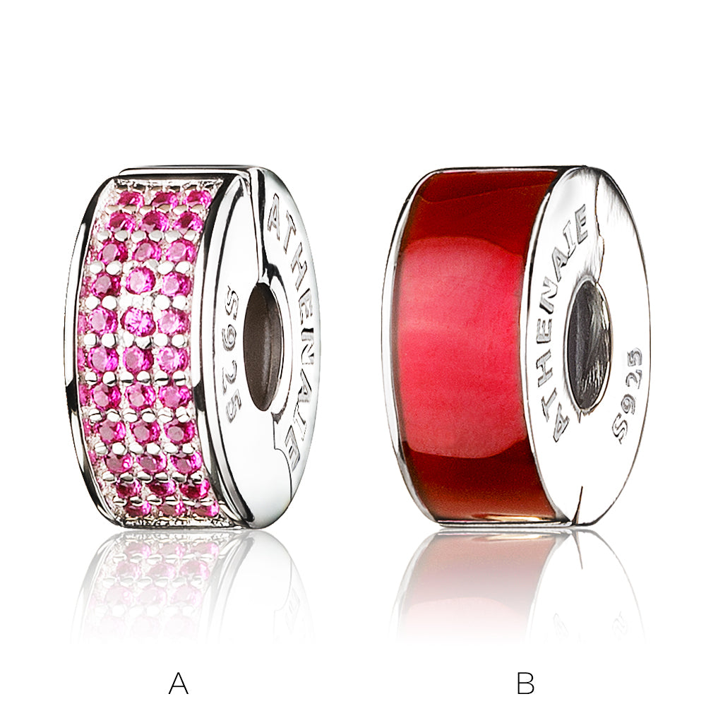 Pave CZ Enamel Clip Spacer (Red）