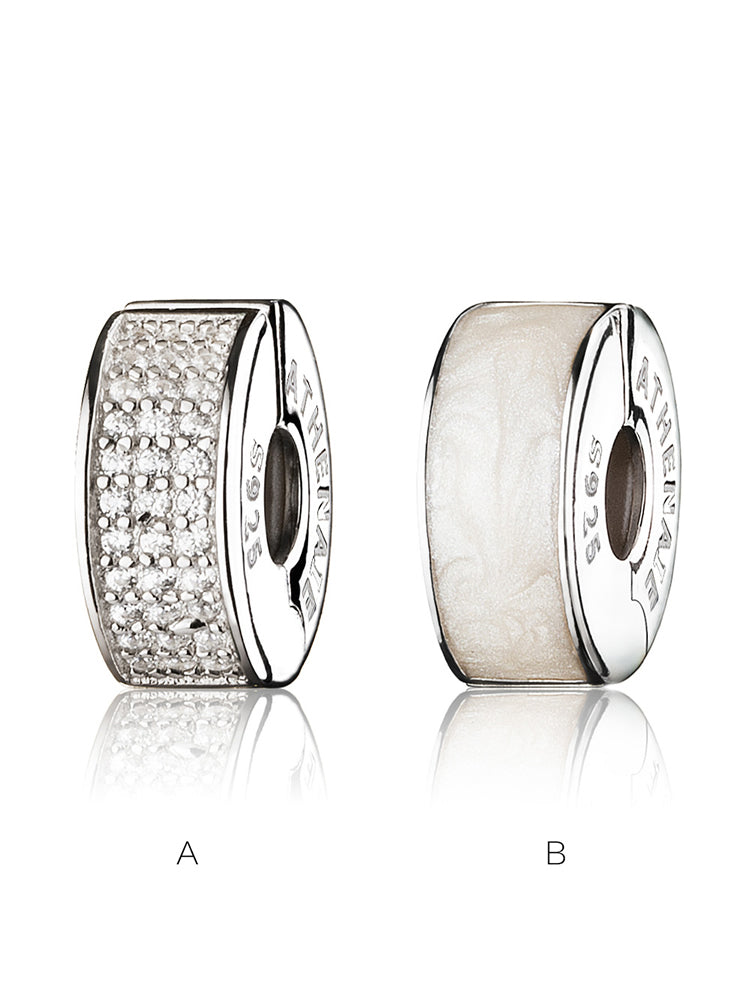 Charm de clip de hielo de cristal – Tope de plata 925