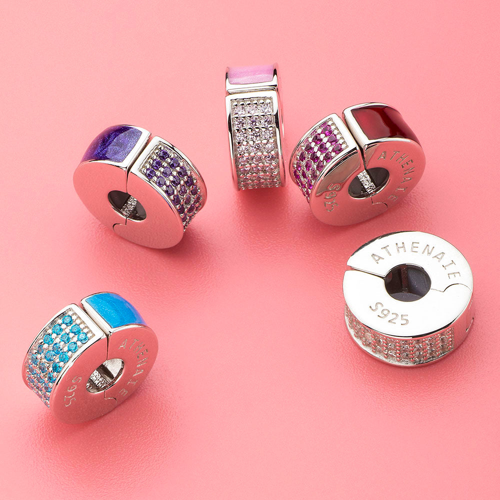 Pave CZ Enamel Clip Spacer (White）
