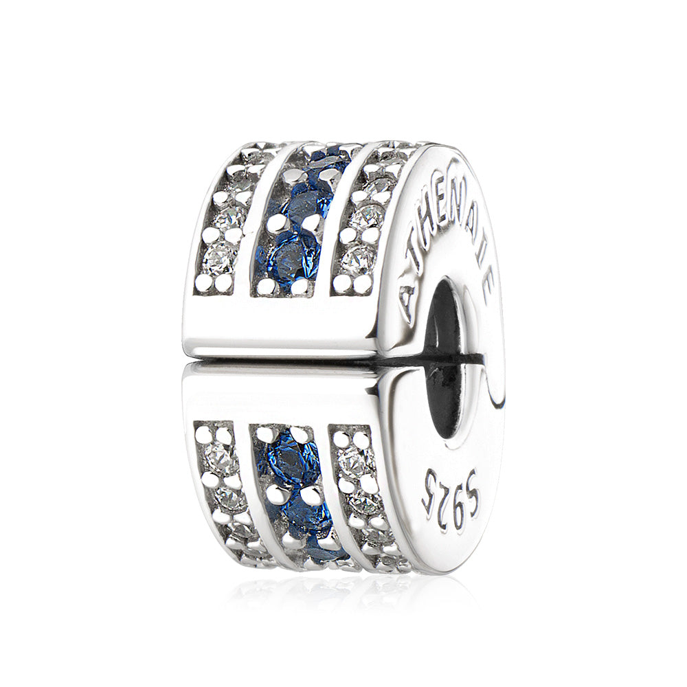 Blue 925 Sterling Silver Rubber Stopper Clip