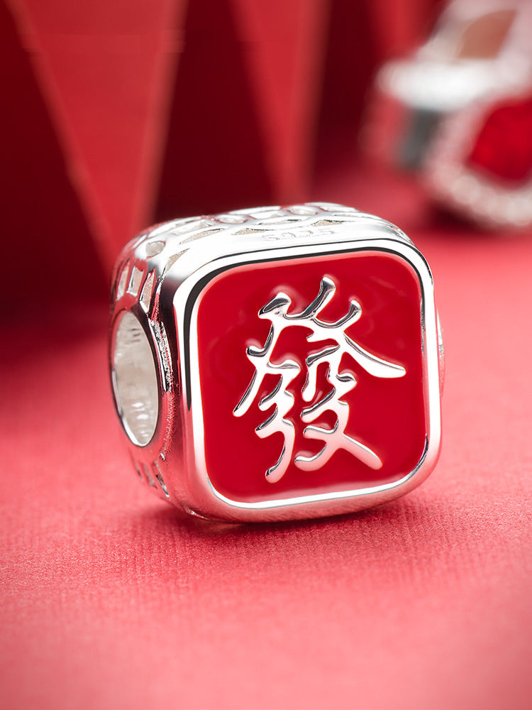 Amuleto de la fortuna, cuenta esmaltada de plata de ley 925