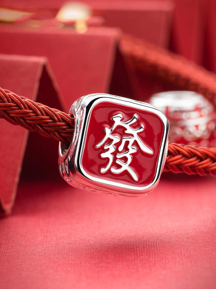 Amuleto de la fortuna, cuenta esmaltada de plata de ley 925