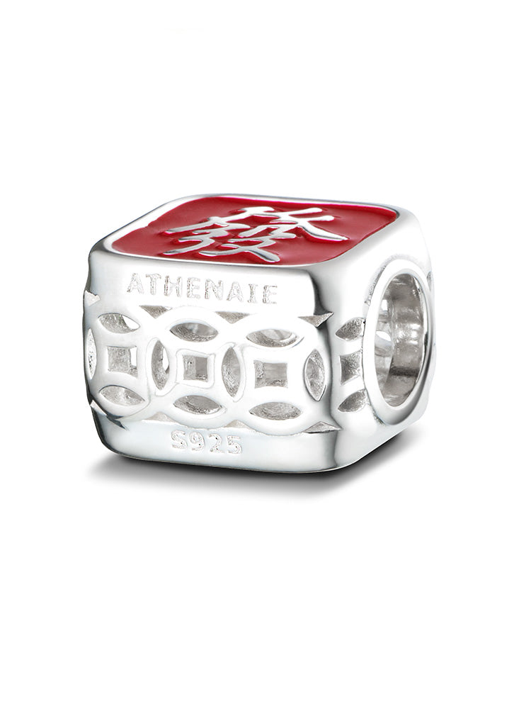 Amuleto de la fortuna, cuenta esmaltada de plata de ley 925