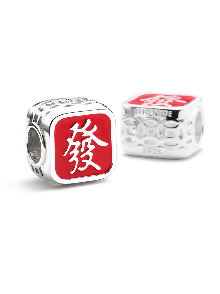 Amuleto de la fortuna, cuenta esmaltada de plata de ley 925