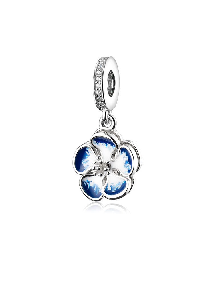 Azure Bloom Dangle 925 Sterling Silver Charm