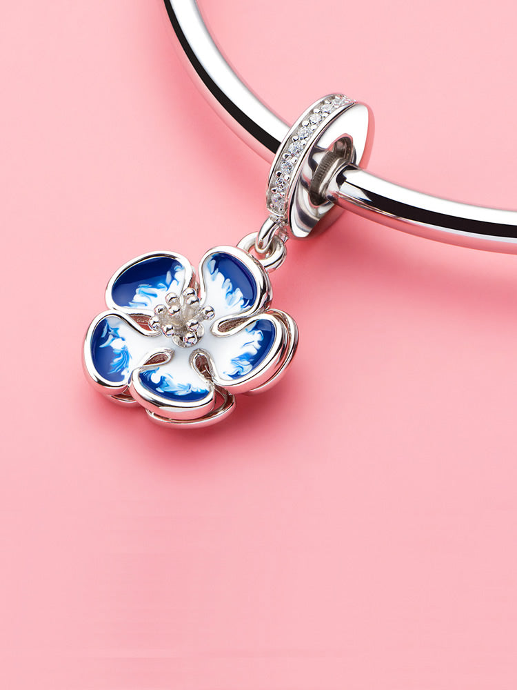 Azure Bloom Dangle 925 Sterling Silver Charm