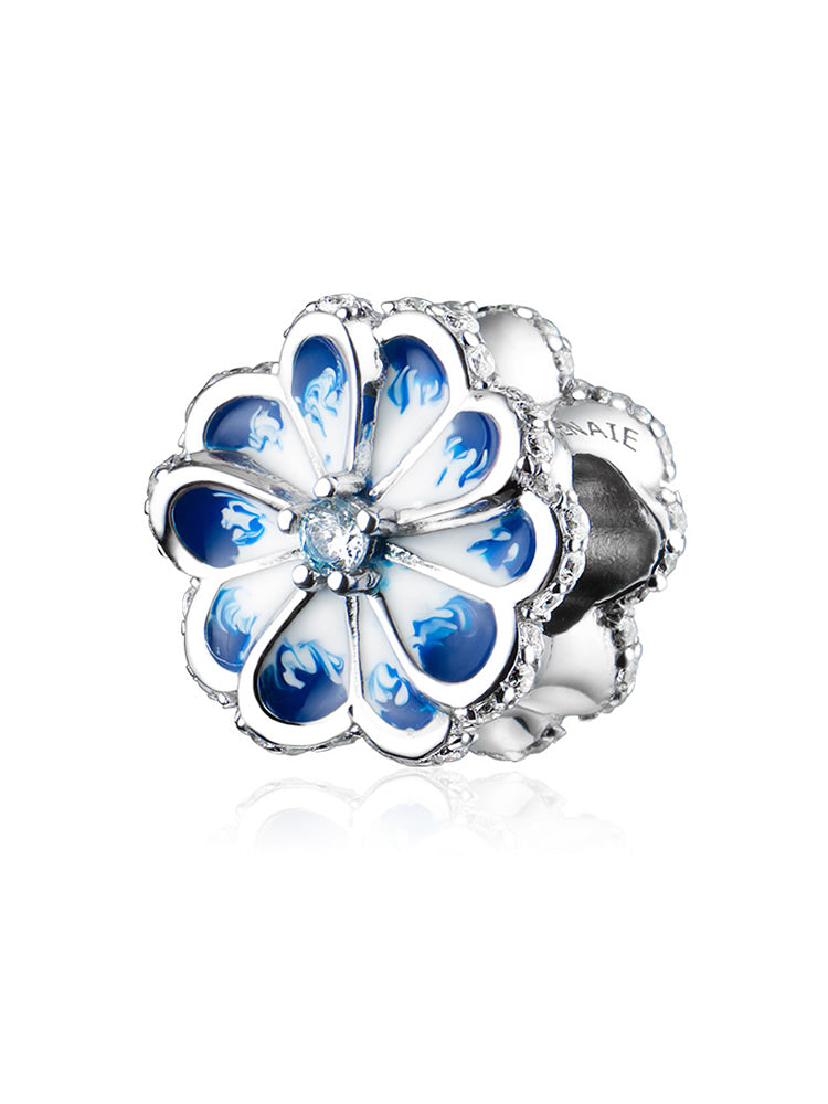 Azure Bloom Enamel 925 Sterling Silver Charm