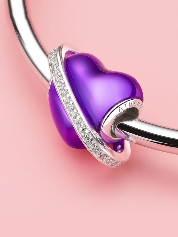 Pingente de coração em esmalte roxo