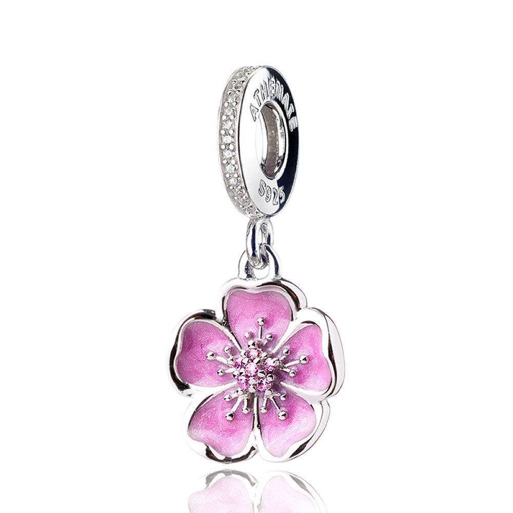 Pink Enamel Plum Blossom Pendant
