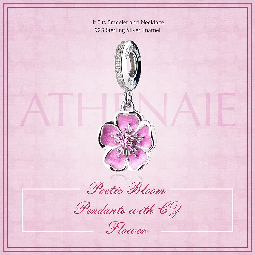 Pink Enamel Plum Blossom Pendant