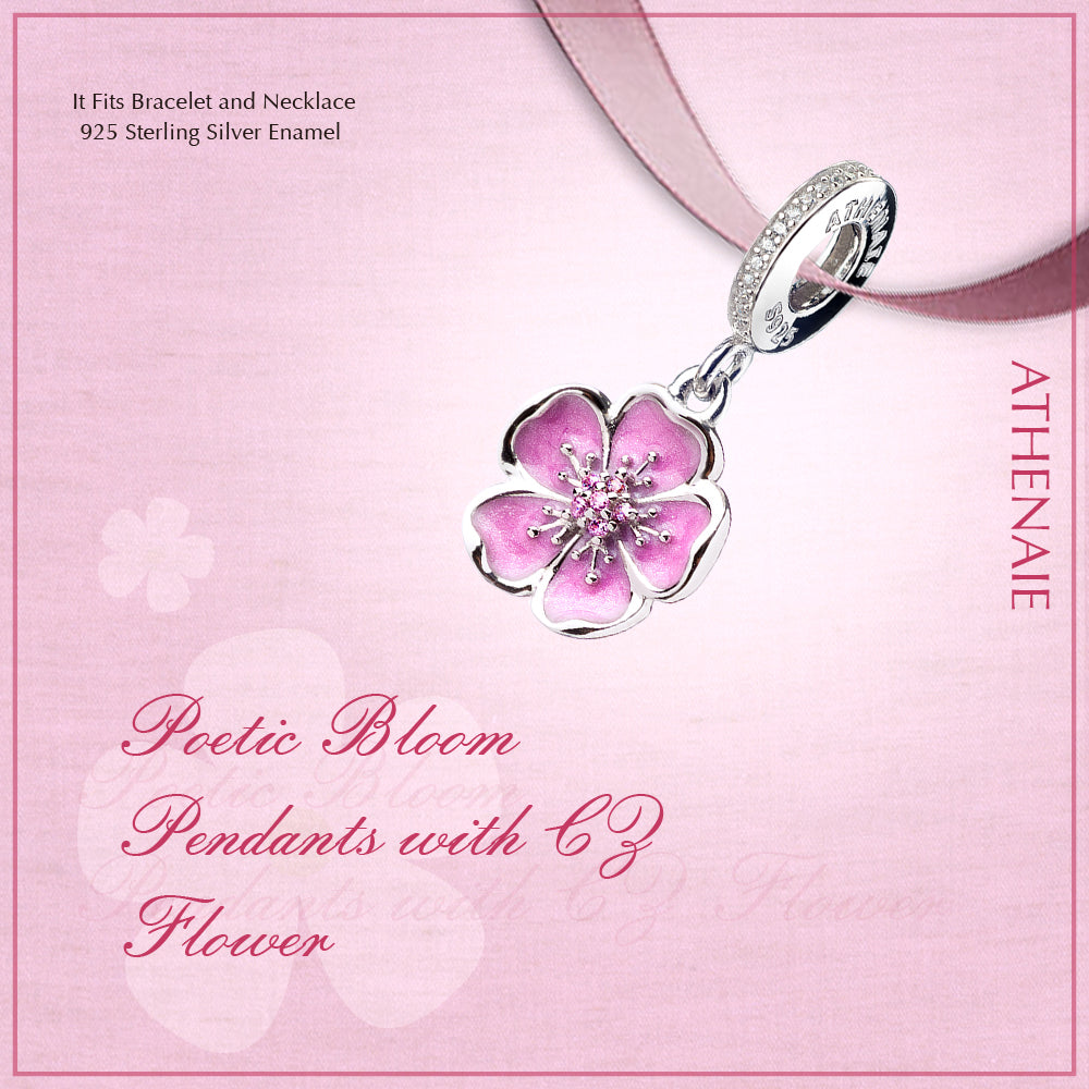 Pink Enamel Plum Blossom Pendant