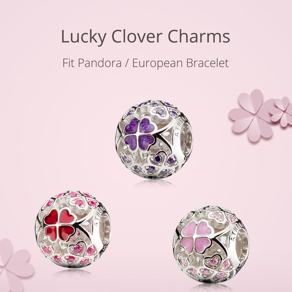 Red Enamel Lucky Shamrock Charm