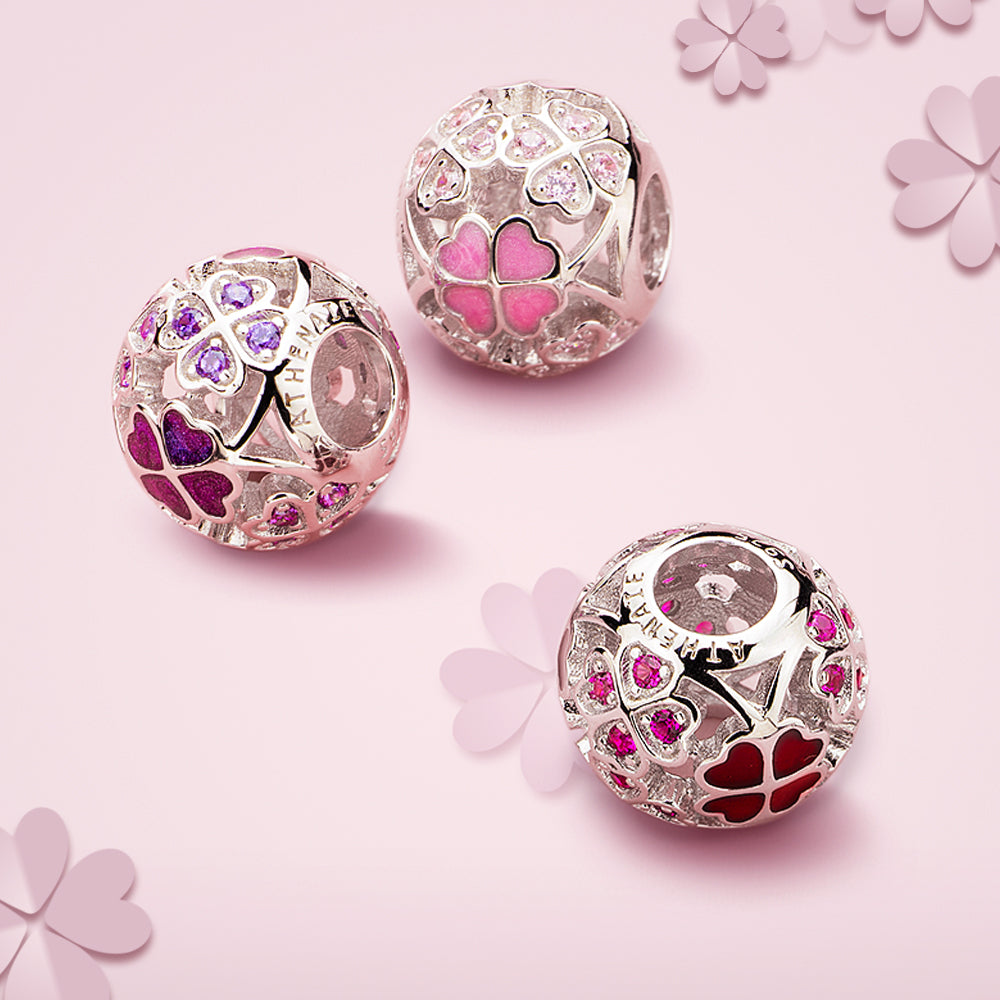 Pink Enamel Lucky Shamrock Charm
