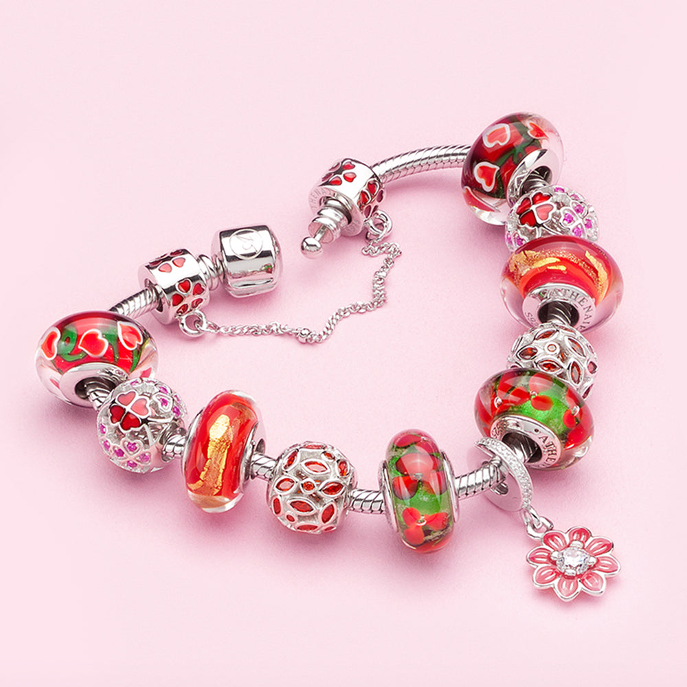 Red Enamel Lucky Shamrock Charm