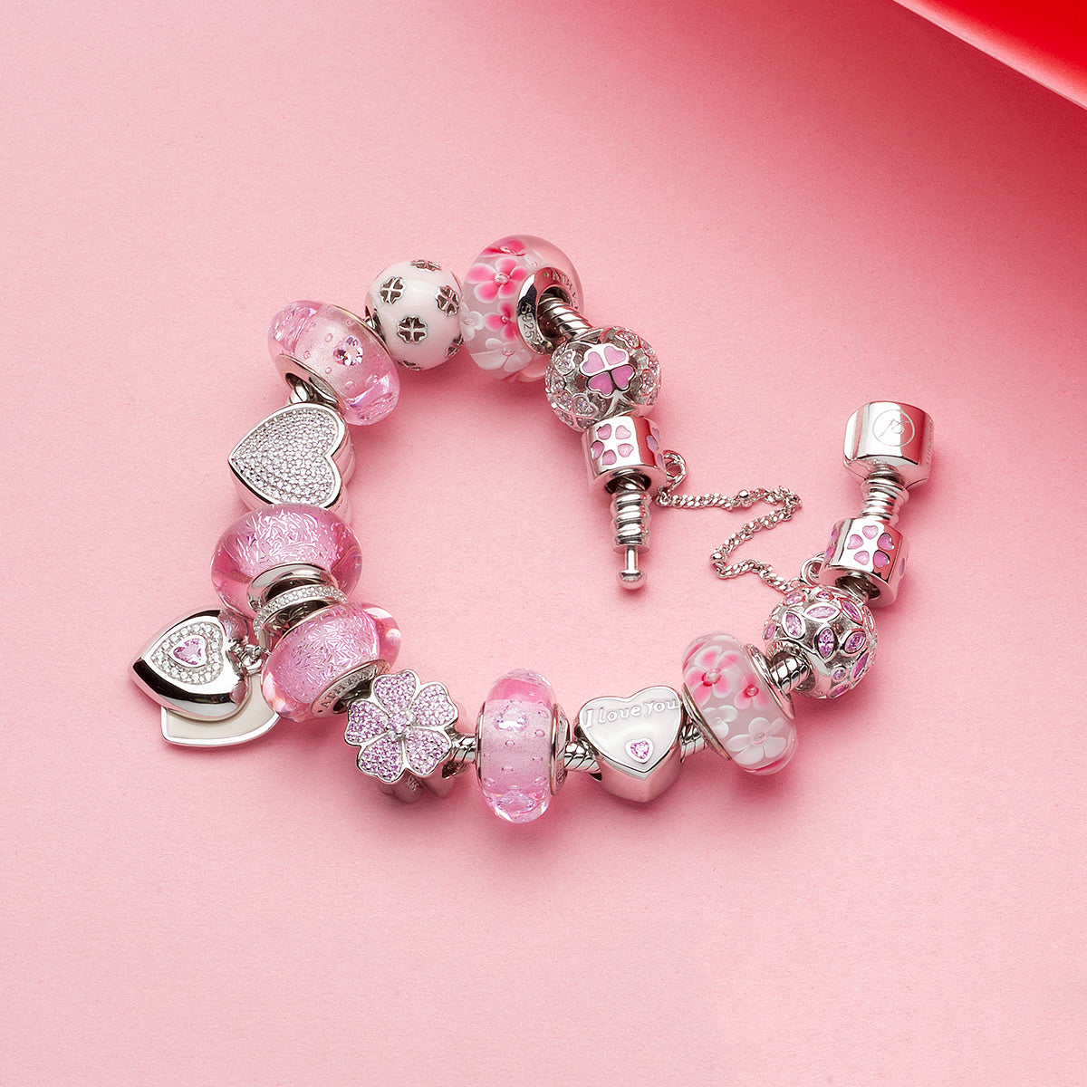 Clear CZ Pink Heart Beloved Mother Pendent
