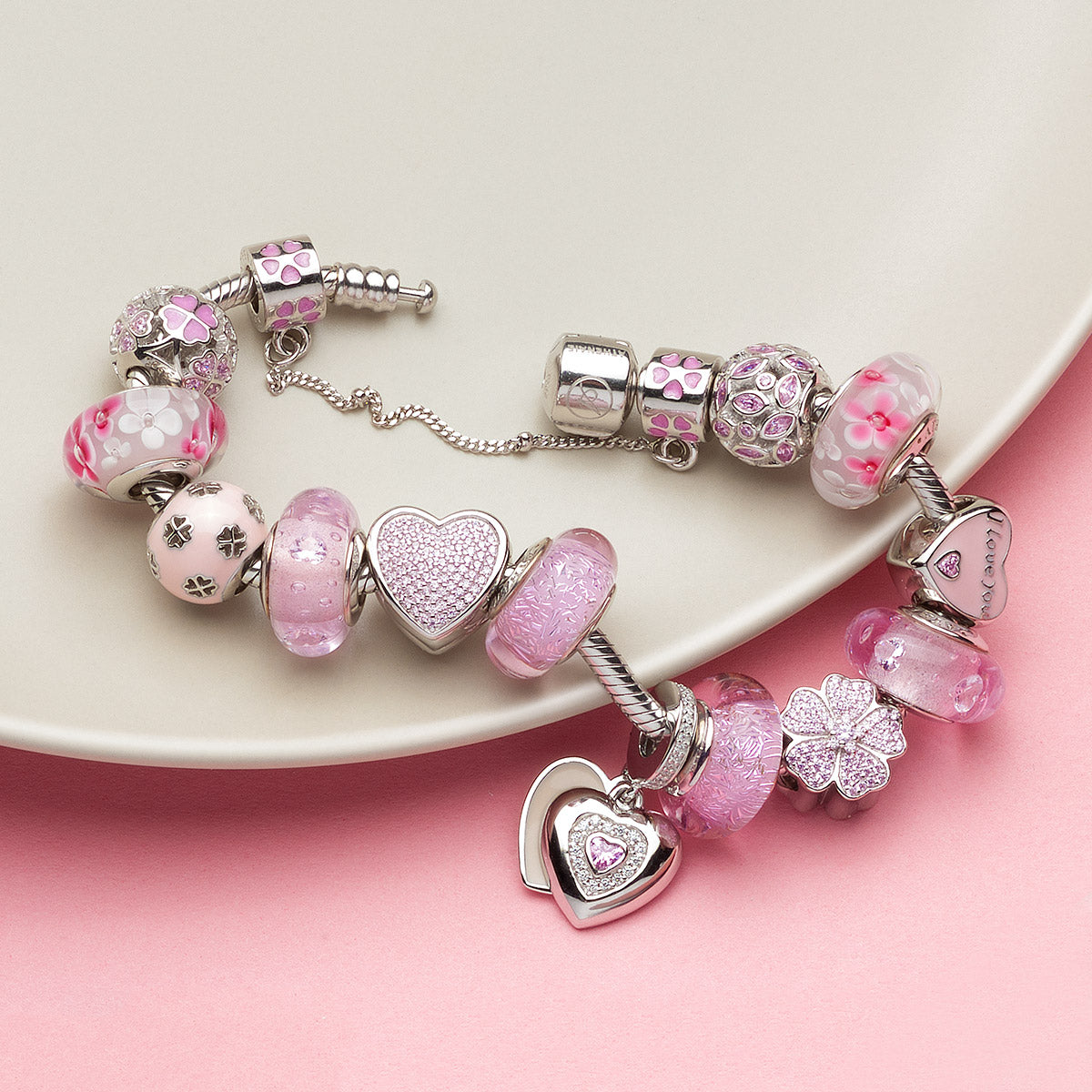 Clear CZ Pink Heart Beloved Mother Pendent