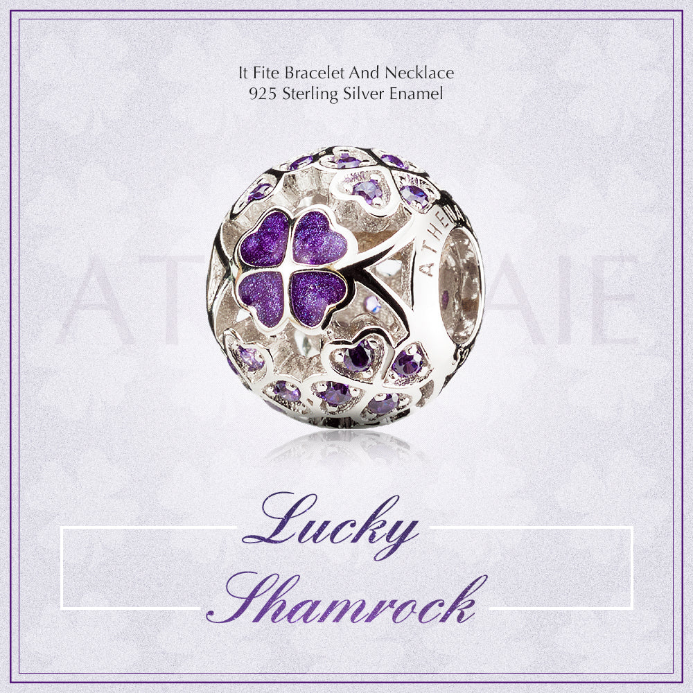 Purple Enamel Lucky Shamrock Charm