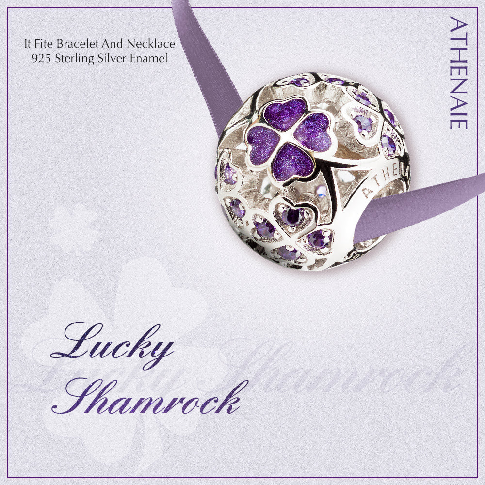 Purple Enamel Lucky Shamrock Charm