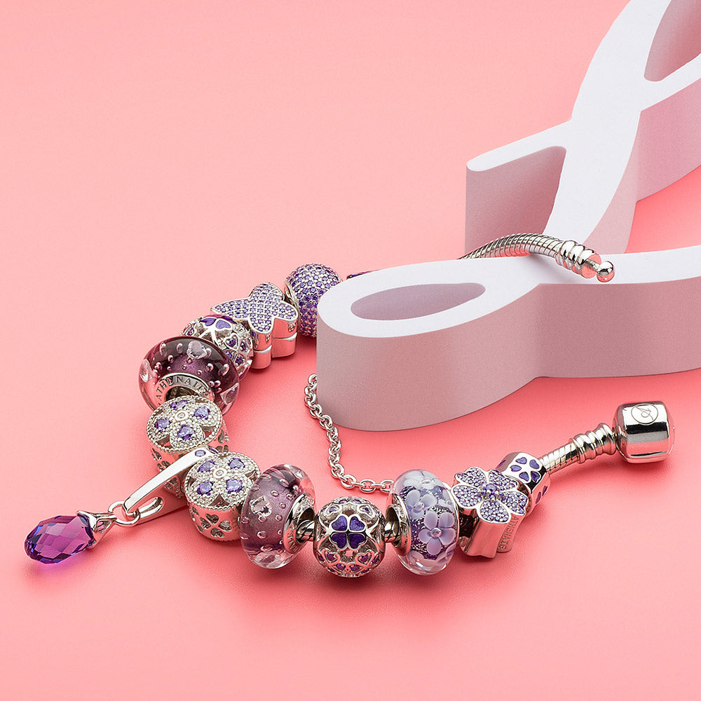 Purple Enamel Lucky Shamrock Charm