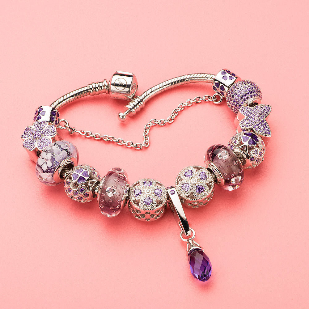 Purple Enamel Lucky Shamrock Charm