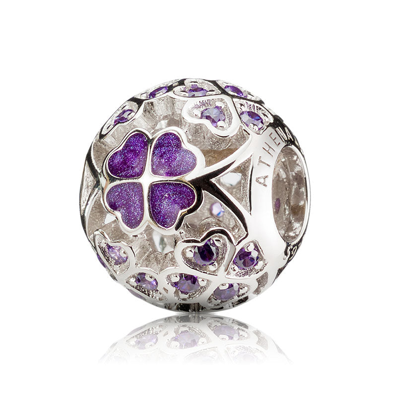 Purple Enamel Lucky Shamrock Charm