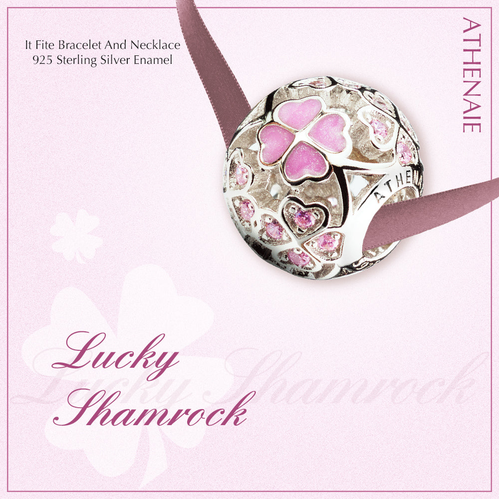 Pink Enamel Lucky Shamrock Charm