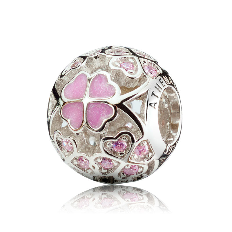 Pink Enamel Lucky Shamrock Charm
