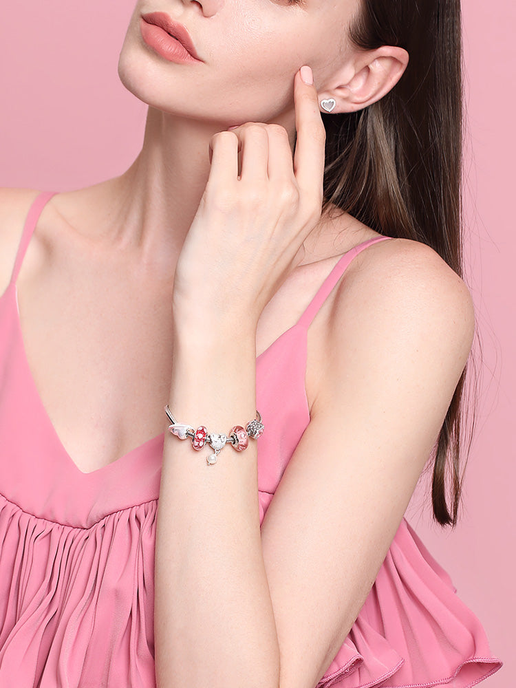 Pink Love Mist Murano Glass Charm Bead