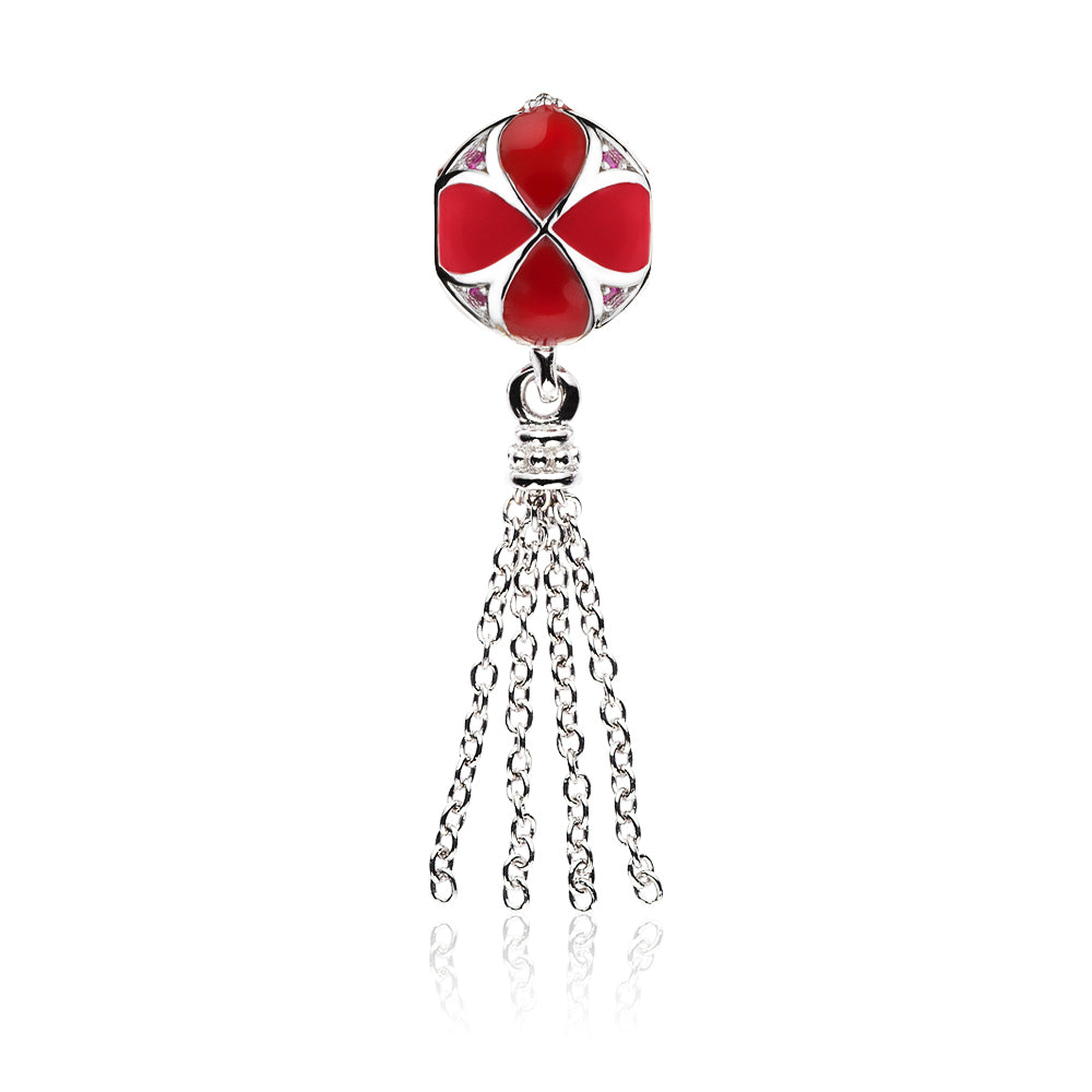 Enamel Lucky Clover Tassel Pendant
